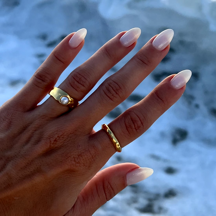 Elegant Natural Gold Pearl Ring