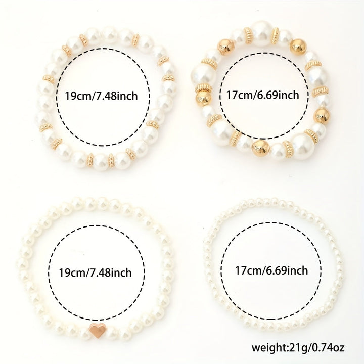 Classy Pearl Heart Bracelet Set