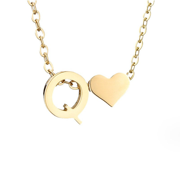 Timeless Initial Necklace with Heart Charm