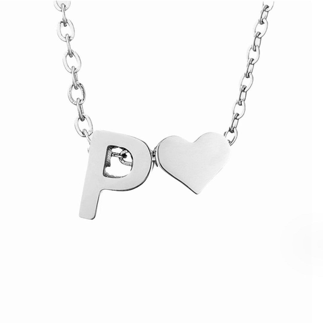 Timeless Initial Necklace with Heart Charm