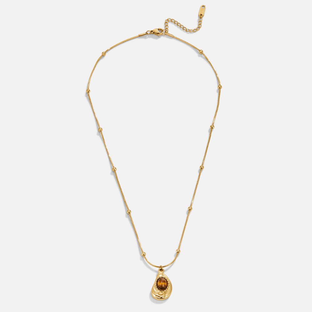 Elegant Gold Necklace with Tiger’s Eye Stone